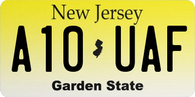 NJ license plate A10UAF
