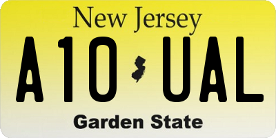 NJ license plate A10UAL