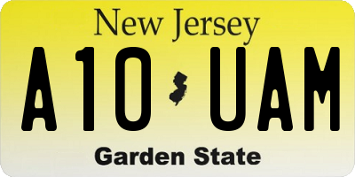 NJ license plate A10UAM