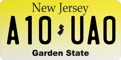 NJ license plate A10UAO