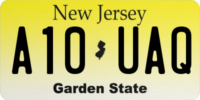 NJ license plate A10UAQ