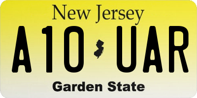 NJ license plate A10UAR