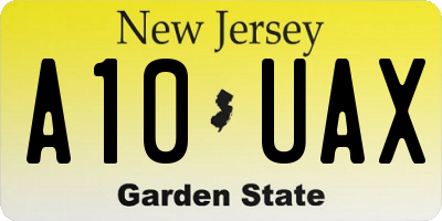 NJ license plate A10UAX