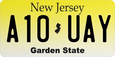 NJ license plate A10UAY