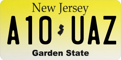 NJ license plate A10UAZ