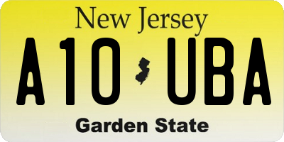 NJ license plate A10UBA