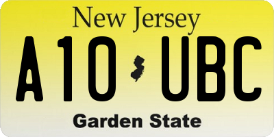 NJ license plate A10UBC