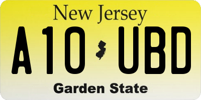 NJ license plate A10UBD