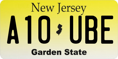 NJ license plate A10UBE