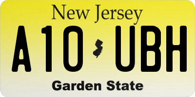 NJ license plate A10UBH