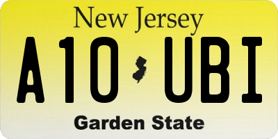 NJ license plate A10UBI