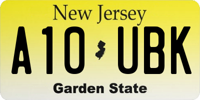 NJ license plate A10UBK