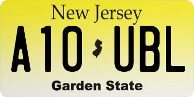NJ license plate A10UBL