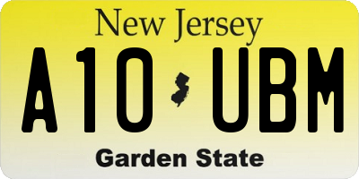 NJ license plate A10UBM