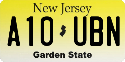 NJ license plate A10UBN