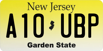 NJ license plate A10UBP