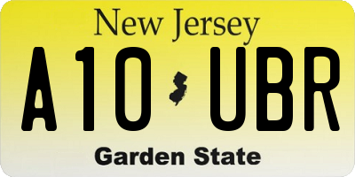 NJ license plate A10UBR
