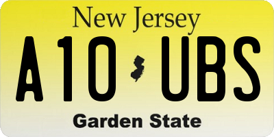 NJ license plate A10UBS