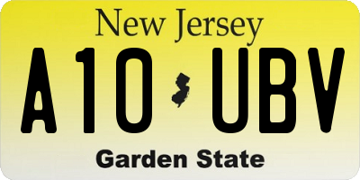 NJ license plate A10UBV