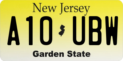 NJ license plate A10UBW