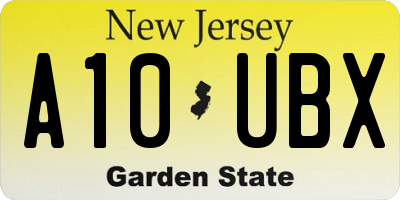 NJ license plate A10UBX