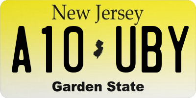 NJ license plate A10UBY