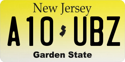 NJ license plate A10UBZ