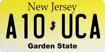 NJ license plate A10UCA