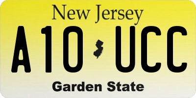 NJ license plate A10UCC