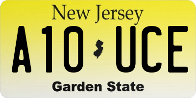 NJ license plate A10UCE