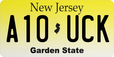 NJ license plate A10UCK