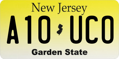 NJ license plate A10UCO