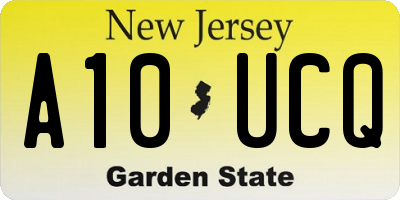 NJ license plate A10UCQ