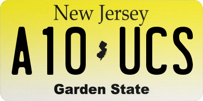 NJ license plate A10UCS
