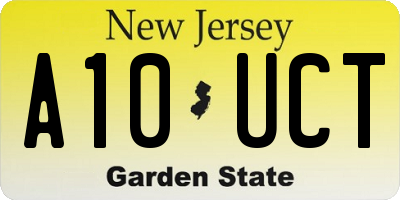 NJ license plate A10UCT