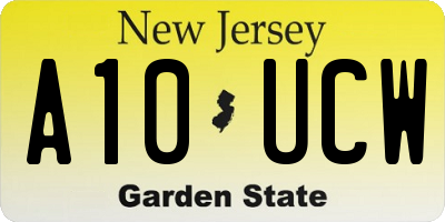 NJ license plate A10UCW