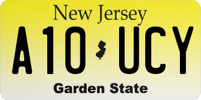 NJ license plate A10UCY