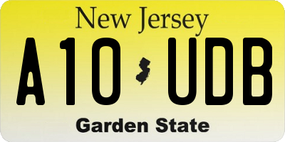 NJ license plate A10UDB