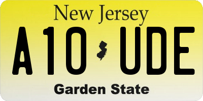 NJ license plate A10UDE