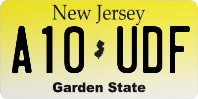 NJ license plate A10UDF
