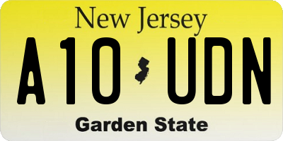 NJ license plate A10UDN