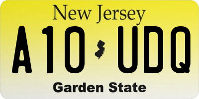 NJ license plate A10UDQ