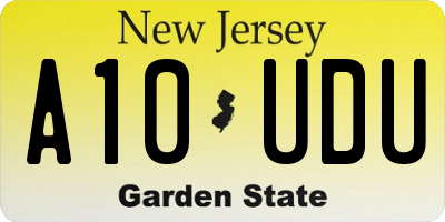 NJ license plate A10UDU
