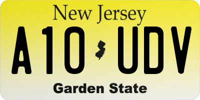 NJ license plate A10UDV