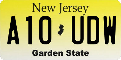NJ license plate A10UDW