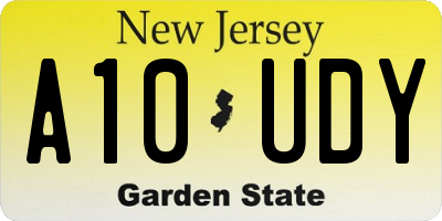 NJ license plate A10UDY