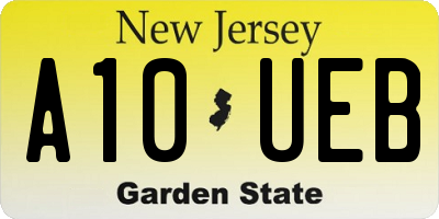 NJ license plate A10UEB