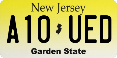 NJ license plate A10UED