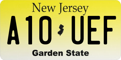 NJ license plate A10UEF