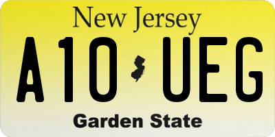 NJ license plate A10UEG